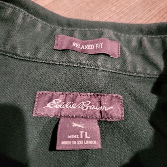 Eddie Bauer Relaxed Fit Button Up Heavy Weight Flannel Shirt Men Size Large Tall - Picture 5 of 9